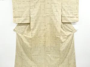 アンティーク　幾何学模様織り出し手織り紬着物